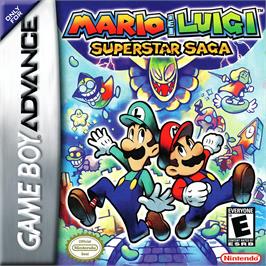Box cover for Mario And Luigi - Superstar Saga on the Nintendo Game Boy Advance.