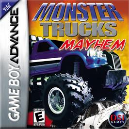 Box cover for Monster Trucks Mayhem on the Nintendo Game Boy Advance.