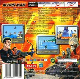 Box back cover for Action Man - Robot Atak on the Nintendo Game Boy Advance.