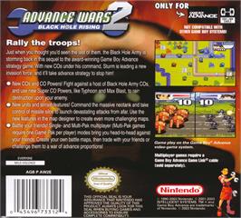 Box back cover for Advance Wars 2 - Black Hole Rising on the Nintendo Game Boy Advance.