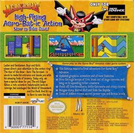 Box back cover for Aero The Acro-bat on the Nintendo Game Boy Advance.