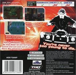 Box back cover for Alex Rider - Stormbreaker on the Nintendo Game Boy Advance.