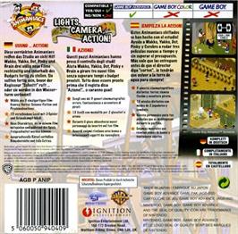 Box back cover for Animaniacs - Lights Camera Action ! on the Nintendo Game Boy Advance.