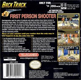 Box back cover for BackTrack on the Nintendo Game Boy Advance.