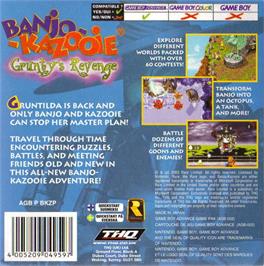 Box back cover for Banjo-Kazooie: Grunty's Revenge on the Nintendo Game Boy Advance.