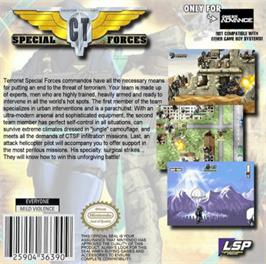 Box back cover for CT Special Forces on the Nintendo Game Boy Advance.
