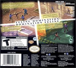 Box back cover for Catwoman on the Nintendo Game Boy Advance.