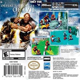 Box back cover for Chronicles of Narnia: The Lion, the Witch and the Wardrobe on the Nintendo Game Boy Advance.