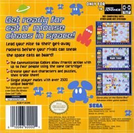 Box back cover for ChuChu Rocket on the Nintendo Game Boy Advance.