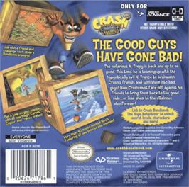Box back cover for Crash Bandicoot 2: N-Tranced on the Nintendo Game Boy Advance.