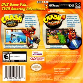 Box back cover for Crash Superpack: Crash Bandicoot 2: N-Tranced & Crash Nitro Kart on the Nintendo Game Boy Advance.
