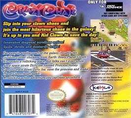 Box back cover for Crazy Chase on the Nintendo Game Boy Advance.