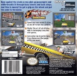 Box back cover for Crazy Taxi: Catch a Ride on the Nintendo Game Boy Advance.