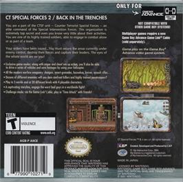 Box back cover for Ct Special Forces - Back To Hell on the Nintendo Game Boy Advance.