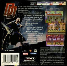 Box back cover for Daredevil on the Nintendo Game Boy Advance.