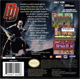 Box back cover for Daredevil on the Nintendo Game Boy Advance.