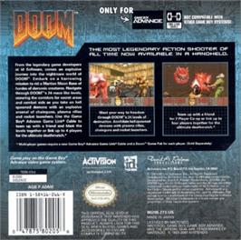Box back cover for Doom on the Nintendo Game Boy Advance.