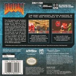 Box back cover for Doom on the Nintendo Game Boy Advance.