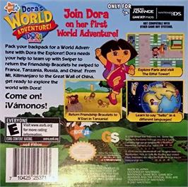 Box back cover for Dora The Explorer - Dora's World Adventure! on the Nintendo Game Boy Advance.
