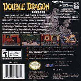 Box back cover for Double Dragon Advance on the Nintendo Game Boy Advance.