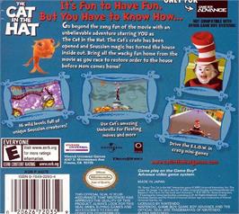 Box back cover for Dr. Seuss' The Cat in the Hat on the Nintendo Game Boy Advance.