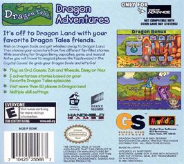 Box back cover for Dragon Tales - Dragon Adventures on the Nintendo Game Boy Advance.