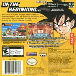 Box back cover for Dragonball: Advanced Adventure on the Nintendo Game Boy Advance.