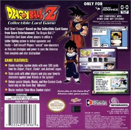 Box back cover for Dragonball Z Collectible Card Game on the Nintendo Game Boy Advance.