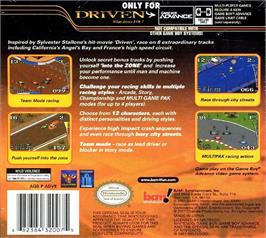 Box back cover for Driven on the Nintendo Game Boy Advance.