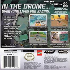 Box back cover for Drome Racers on the Nintendo Game Boy Advance.