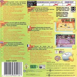 Box back cover for Droopy's Tennis Open on the Nintendo Game Boy Advance.
