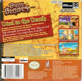 Box back cover for Dual Blades on the Nintendo Game Boy Advance.