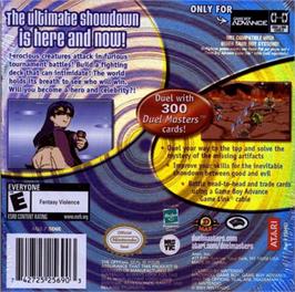 Box back cover for Duel Masters Kaijudo Showdown on the Nintendo Game Boy Advance.