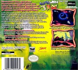 Box back cover for Earthworm Jim on the Nintendo Game Boy Advance.