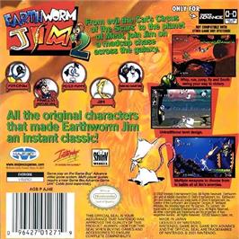Box back cover for Earthworm Jim 2 on the Nintendo Game Boy Advance.