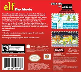Box back cover for Elf - The Movie on the Nintendo Game Boy Advance.