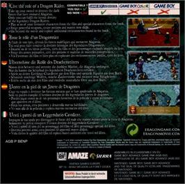 Box back cover for Eragon on the Nintendo Game Boy Advance.