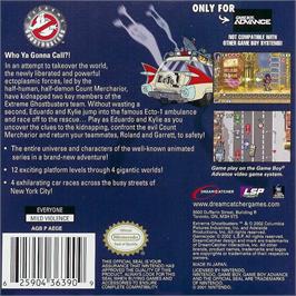 Box back cover for Extreme Ghostbusters - Code Ecto-1 on the Nintendo Game Boy Advance.