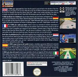 Box back cover for F-Zero: GP Legend on the Nintendo Game Boy Advance.