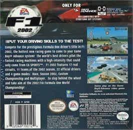 Box back cover for F1 2002 on the Nintendo Game Boy Advance.