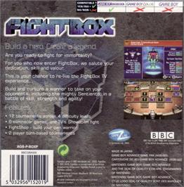 Box back cover for Fightbox on the Nintendo Game Boy Advance.