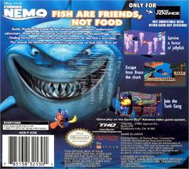 Box back cover for Finding Nemo on the Nintendo Game Boy Advance.