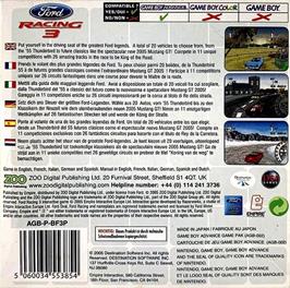 Box back cover for Ford Racing 3 on the Nintendo Game Boy Advance.