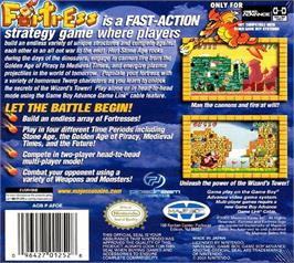 Box back cover for Fortress on the Nintendo Game Boy Advance.