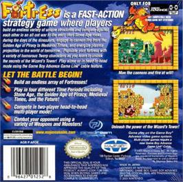 Box back cover for Fortress on the Nintendo Game Boy Advance.