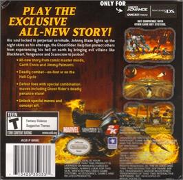 Box back cover for Ghost Rider on the Nintendo Game Boy Advance.