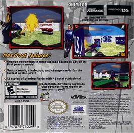 Box back cover for Greg Hastings' Tournament Paintball Max'd on the Nintendo Game Boy Advance.