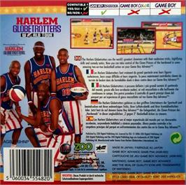Box back cover for Harlem Globetrotters: World Tour on the Nintendo Game Boy Advance.