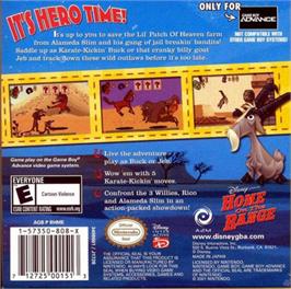 Box back cover for Home on the Range on the Nintendo Game Boy Advance.