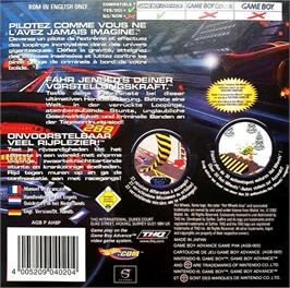 Box back cover for Hot Wheels - Velocity X on the Nintendo Game Boy Advance.